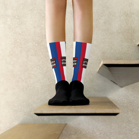 Fun & Patriotic 'Let's Go Brandon' Socks - Red, White & Blue