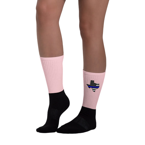 exas Thin Blue Line Flag Pink and Black Socks - Stylish and Comfortable