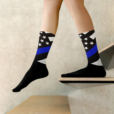 Thin Blue Line Flag Comfortable Socks (Style-1)