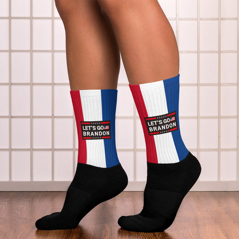 Fun & Patriotic 'Let's Go Brandon' Socks - Red, White & Blue