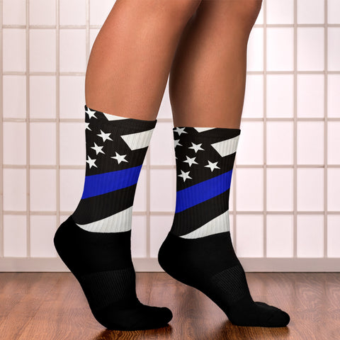 Thin Blue Line Flag Comfortable Socks (Style-1)