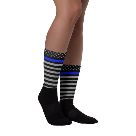 Step Into These Thin Blue Line Flag Printed Comfy Socks | Show Your Support (Style-4)