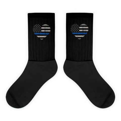 Thin Blue Line Heart Socks