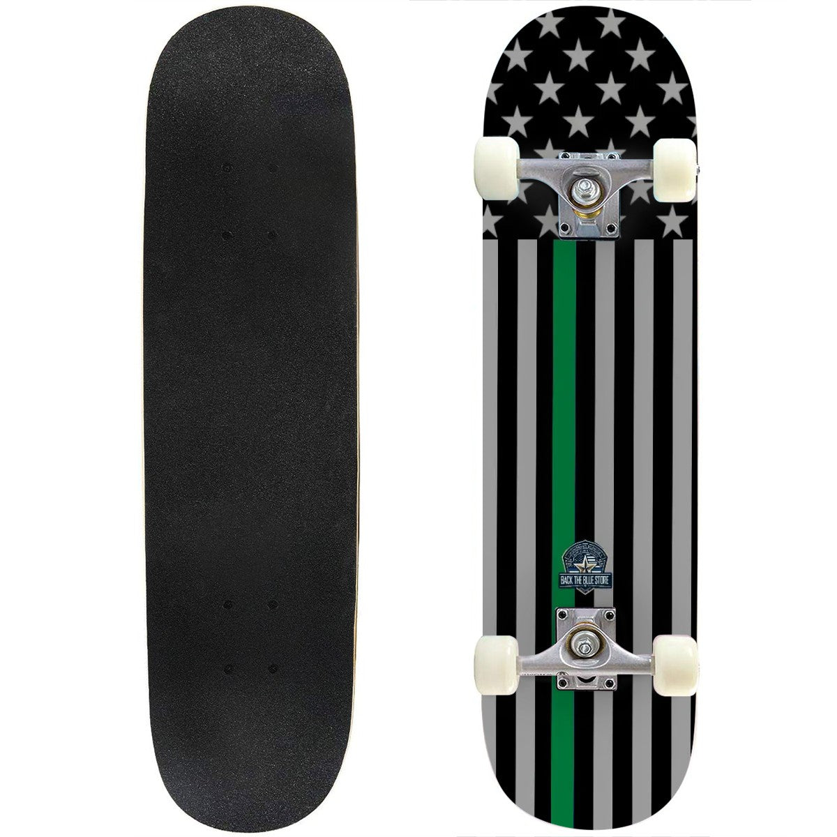 Thin Green Line Flag Skateboard – Military Tribute Skateboard (Subdued)