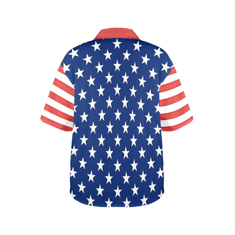 Women’s American Flag Inspired Button-Up Shirt – Stars & Stripes Style