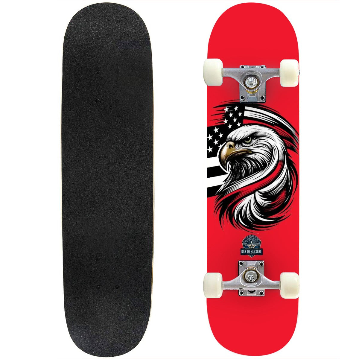 Thin Red Line Bald Eagle Skateboard – Support Firefighters | 31" Durable Deck