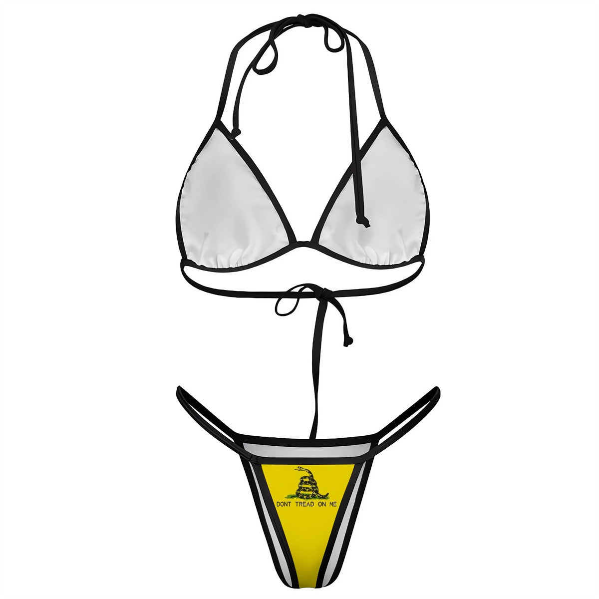 Patriotic Gadsden Flag "Don't Tread On Me" Yellow Bikini - Brazilian Cut