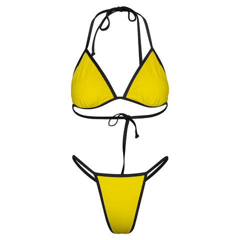 Patriotic Gadsden Flag "Don't Tread On Me" Yellow Bikini - Brazilian Cut