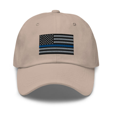 Heroic Tribute Thin Blue Line Flag Dad Hat with curved bill and adjustible strap -  Various Colors