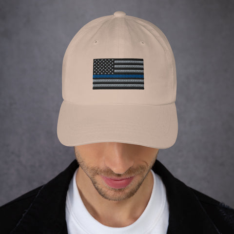 Heroic Tribute Thin Blue Line Flag Dad Hat with curved bill and adjustible strap -  Various Colors