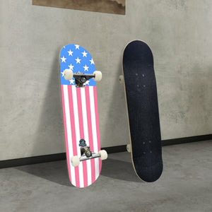 Light Blue Union with Pink & White Stripes Skateboard - Made in the USA