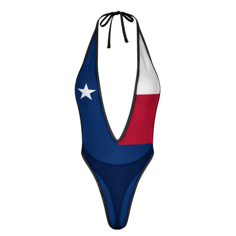 Texas State Flag Inspired Sexy Deep-V One-Piece Swimsuit - Patriotic and Stylish Swimwear