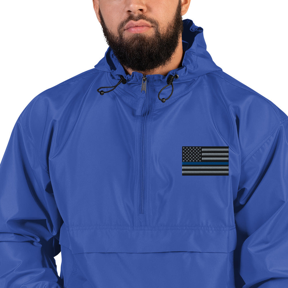 Champion Packable Jacket with Thin Blue Line Flag Embroidery - Multiple Colors