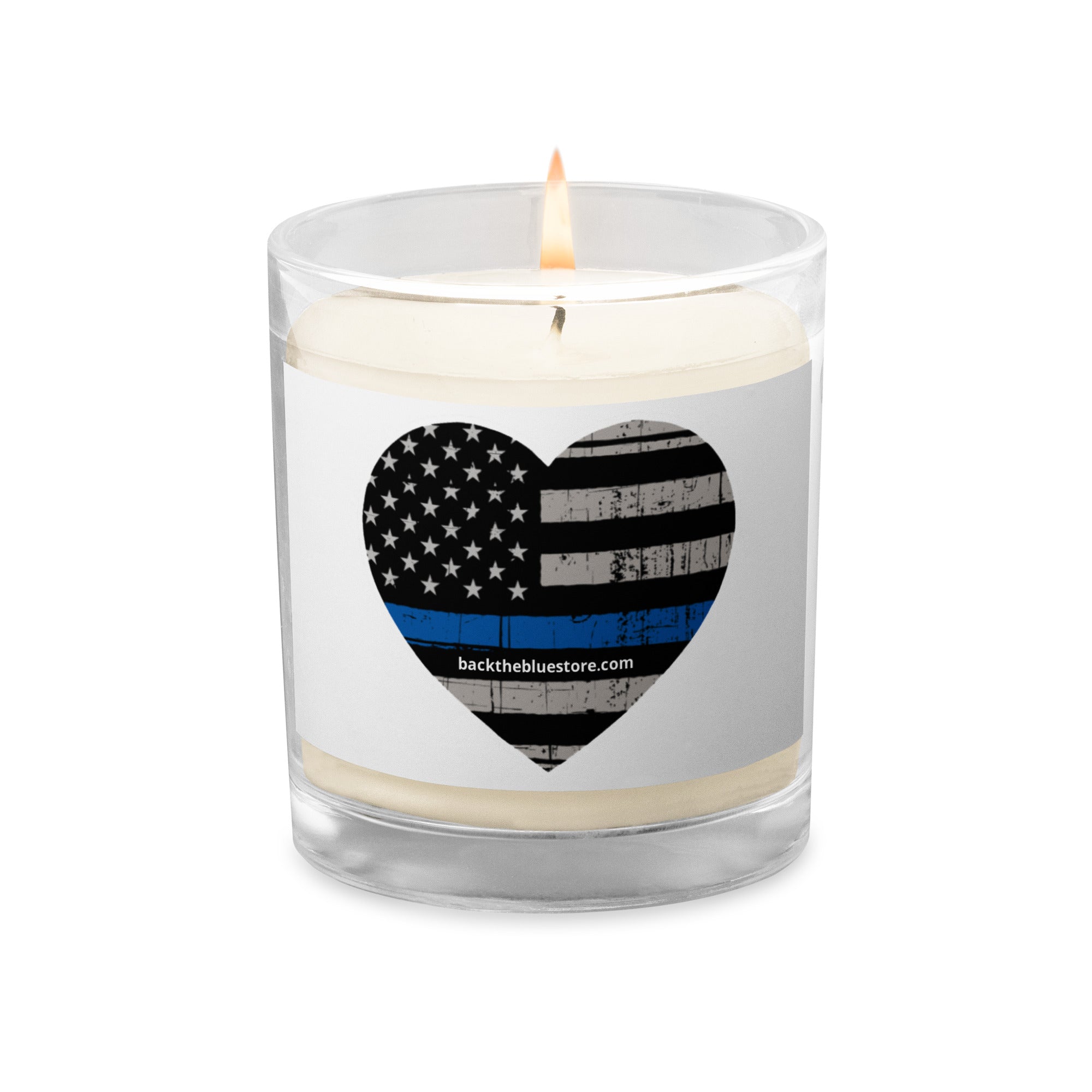 Heart Shaped Thin Blue Line Flag Soy Wax Candle - Support Law Enforcement