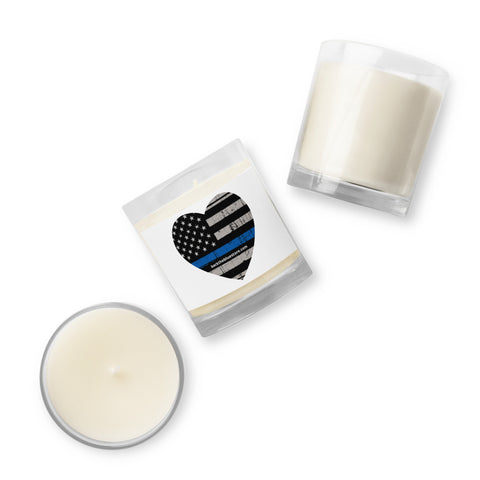 Heart Shaped Thin Blue Line Flag Soy Wax Candle - Support Law Enforcement