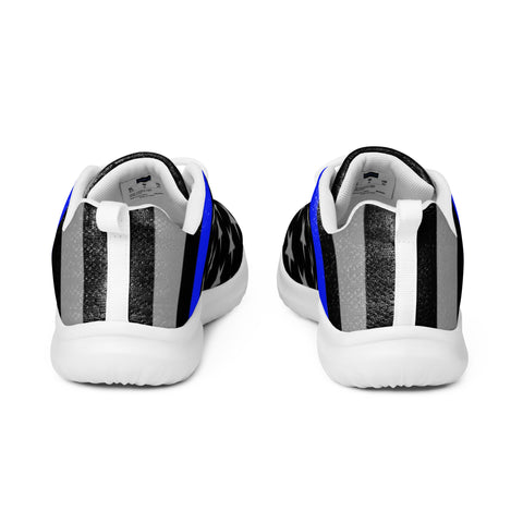 Men's Athletic Shoes with Thin Blue Line Flag Print - Step into Patriotism and Comfort