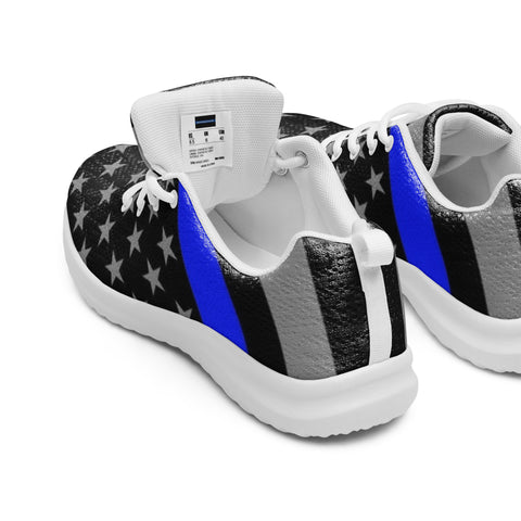 Men's Athletic Shoes with Thin Blue Line Flag Print - Step into Patriotism and Comfort