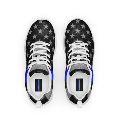 Men's Athletic Shoes with Thin Blue Line Flag Print - Step into Patriotism and Comfort