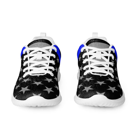 Men's Athletic Shoes with Thin Blue Line Flag Print - Step into Patriotism and Comfort