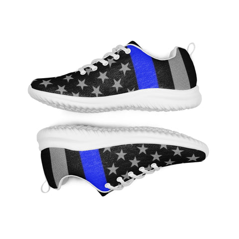 Men's Athletic Shoes with Thin Blue Line Flag Print - Step into Patriotism and Comfort