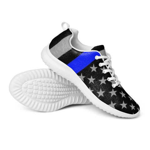 Men's Athletic Shoes with Thin Blue Line Flag Print - Step into Patriotism and Comfort