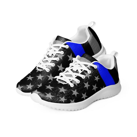 Men's Athletic Shoes with Thin Blue Line Flag Print - Step into Patriotism and Comfort