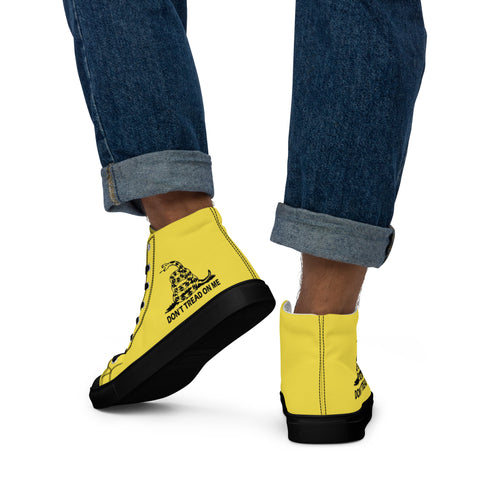 Men's Yellow Gadsden Flag Canvas High Top Shoes Patriotic