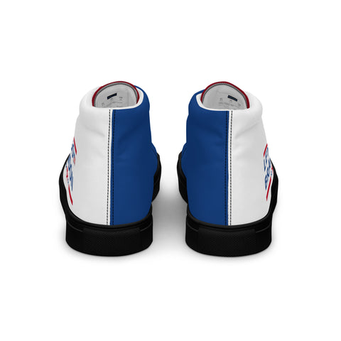 Men's Canvas High Top Shoes - Red, White, and Blue, 'Let's Go Brandon' Design