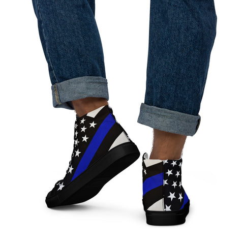 Stylish Thin Blue Line Flag Men's High Top Shoes - Support Law Enforcement