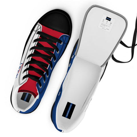 Men's Canvas High Top Shoes - Red, White, and Blue, 'Let's Go Brandon' Design