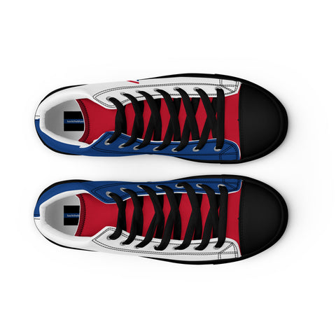 Men's Canvas High Top Shoes - Red, White, and Blue, 'Let's Go Brandon' Design