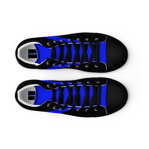 Stylish Black Men's High Top Canvas Shoes - Thin Blue Line Support