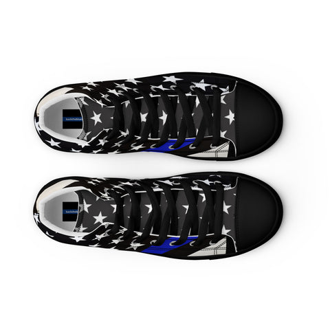 Stylish Thin Blue Line Flag Men's High Top Shoes - Support Law Enforcement