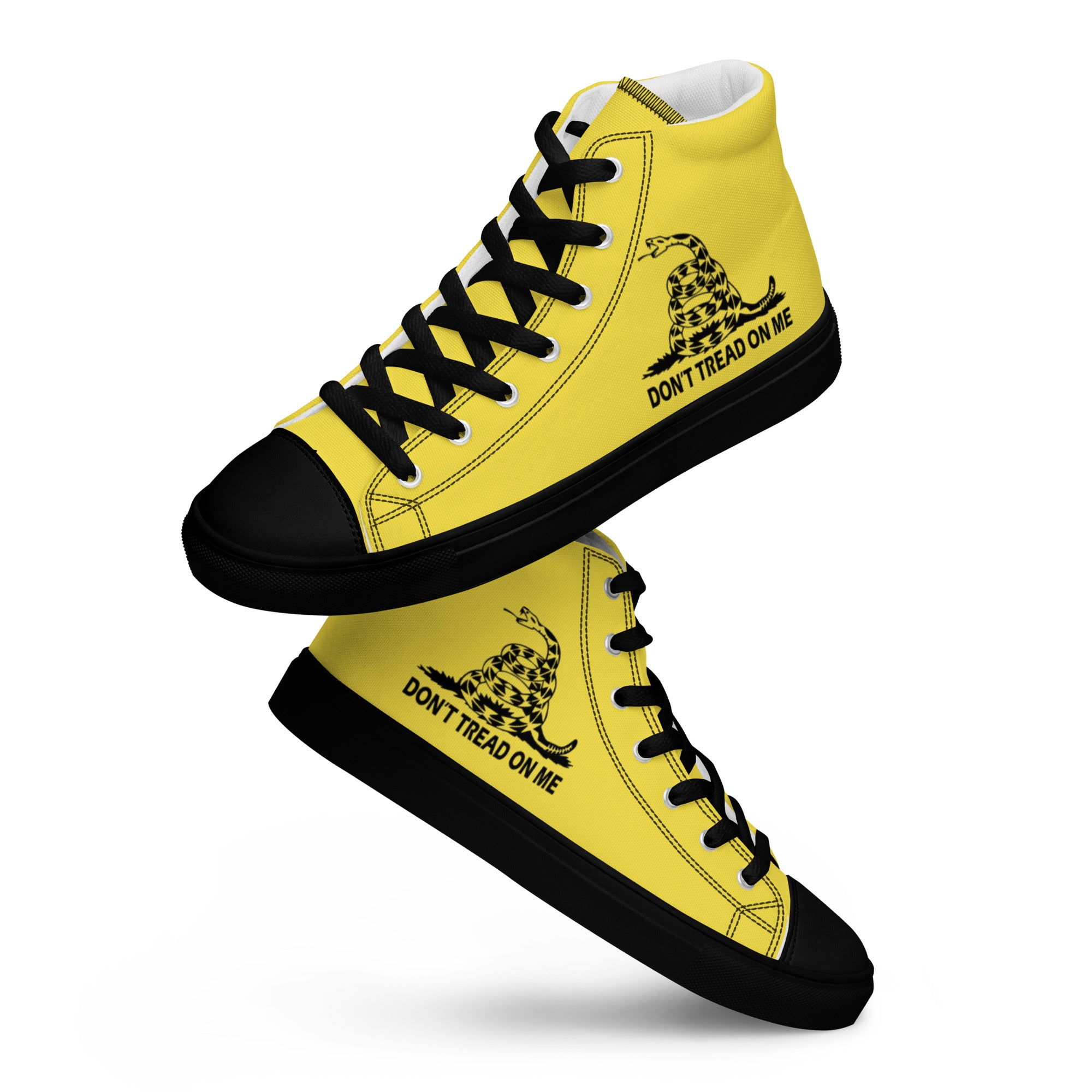 Men's Yellow Gadsden Flag Canvas High Top Shoes Patriotic