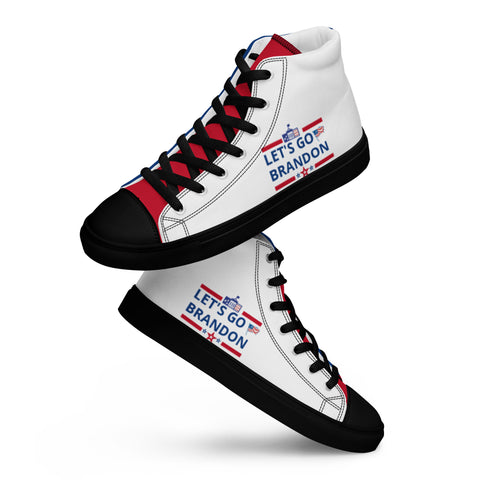 Men's Canvas High Top Shoes - Red, White, and Blue, 'Let's Go Brandon' Design