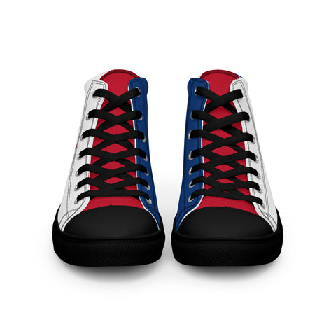 Men's Canvas High Top Shoes - Red, White, and Blue, 'Let's Go Brandon' Design