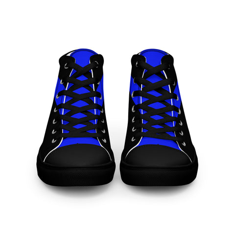 Stylish Black Men's High Top Canvas Shoes - Thin Blue Line Support