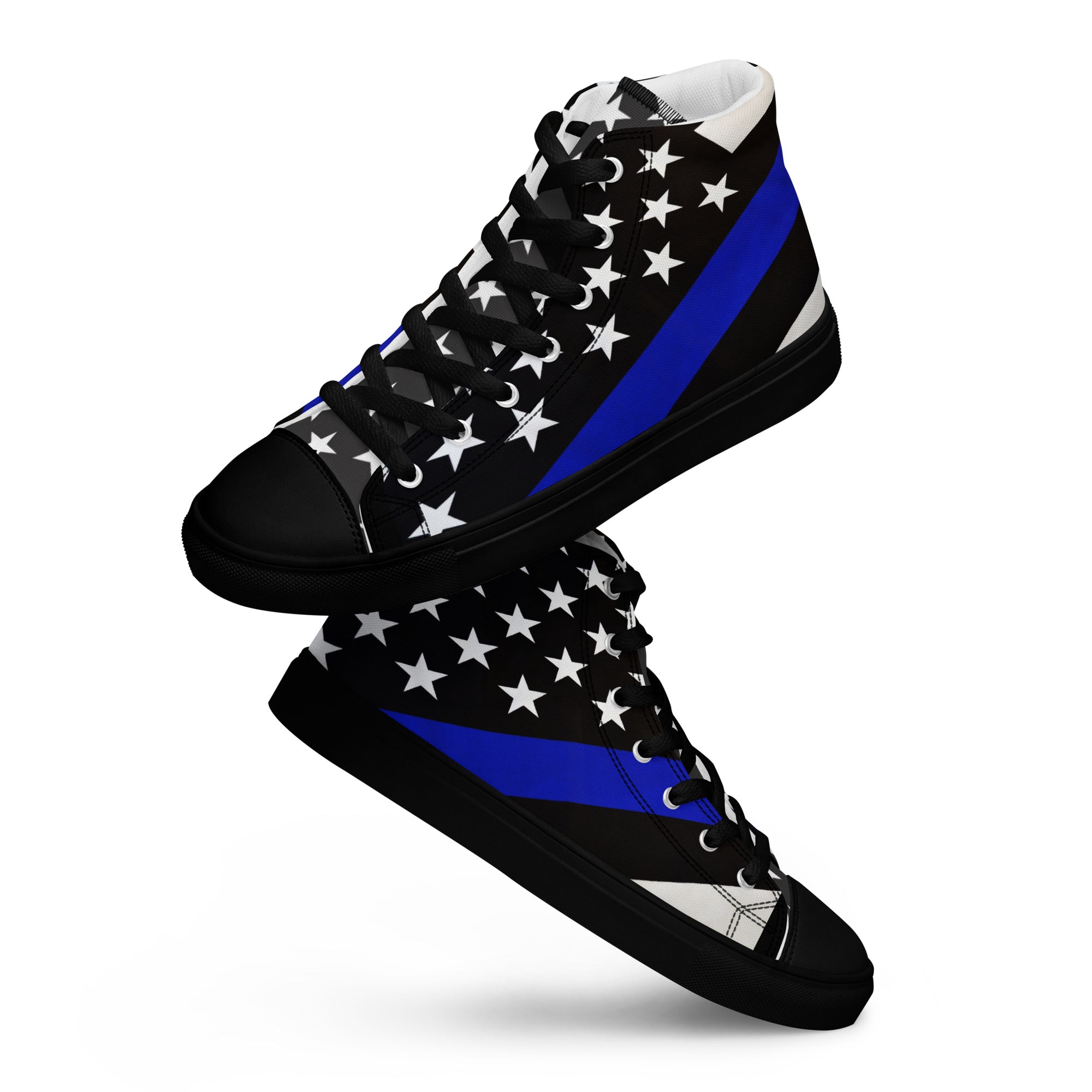 Stylish Thin Blue Line Flag Men's High Top Shoes - Support Law Enforcement