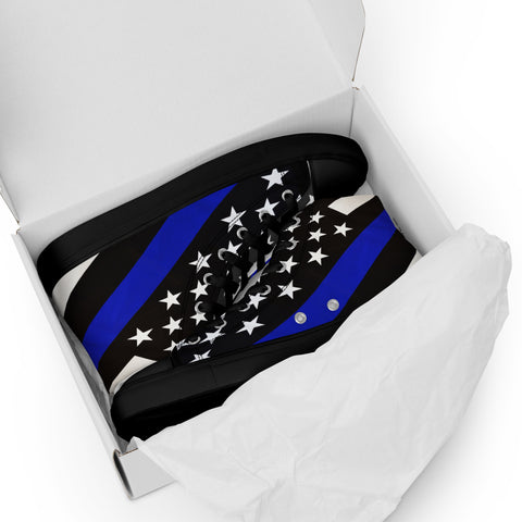 Stylish Thin Blue Line Flag Men's High Top Shoes - Support Law Enforcement