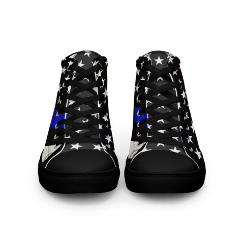 Stylish Thin Blue Line Flag Men's High Top Shoes - Support Law Enforcement