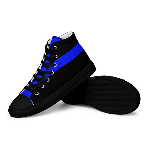 Stylish Black Men's High Top Canvas Shoes - Thin Blue Line Support