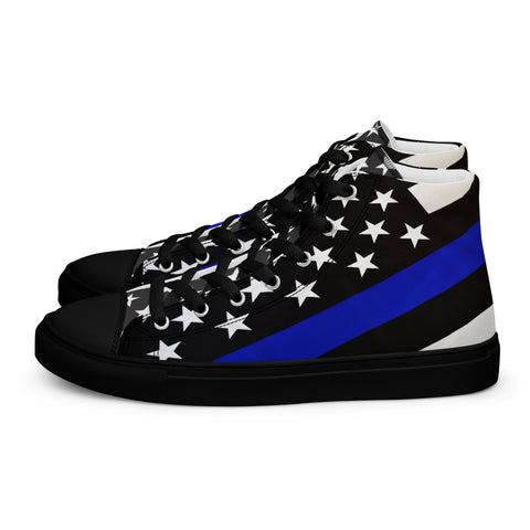 Stylish Thin Blue Line Flag Men's High Top Shoes - Support Law Enforcement