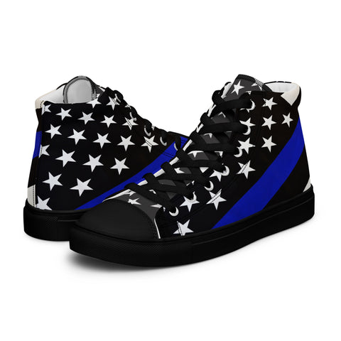 Stylish Thin Blue Line Flag Men's High Top Shoes - Support Law Enforcement