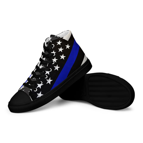 Stylish Thin Blue Line Flag Men's High Top Shoes - Support Law Enforcement