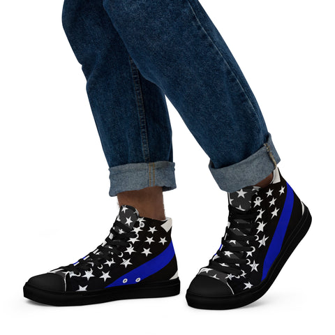 Stylish Thin Blue Line Flag Men's High Top Shoes - Support Law Enforcement