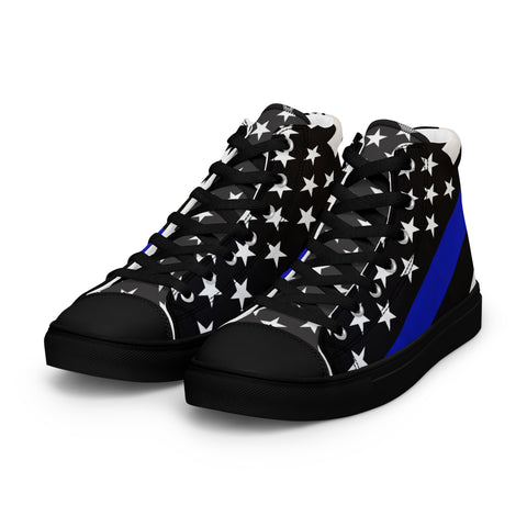 Stylish Thin Blue Line Flag Men's High Top Shoes - Support Law Enforcement