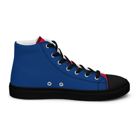 Men's Canvas High Top Shoes - Red, White, and Blue, 'Let's Go Brandon' Design