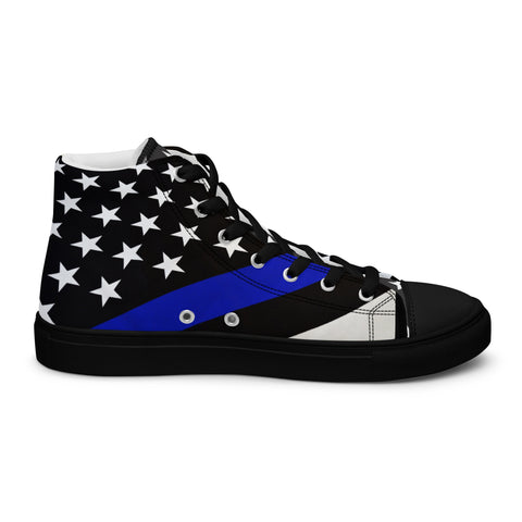 Stylish Thin Blue Line Flag Men's High Top Shoes - Support Law Enforcement