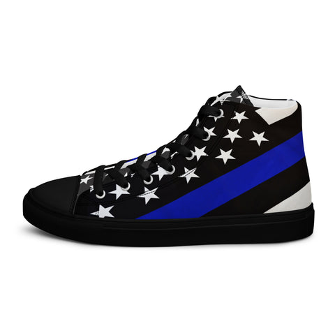 Stylish Thin Blue Line Flag Men's High Top Shoes - Support Law Enforcement