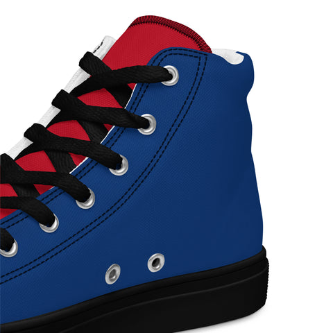 Men's Canvas High Top Shoes - Red, White, and Blue, 'Let's Go Brandon' Design